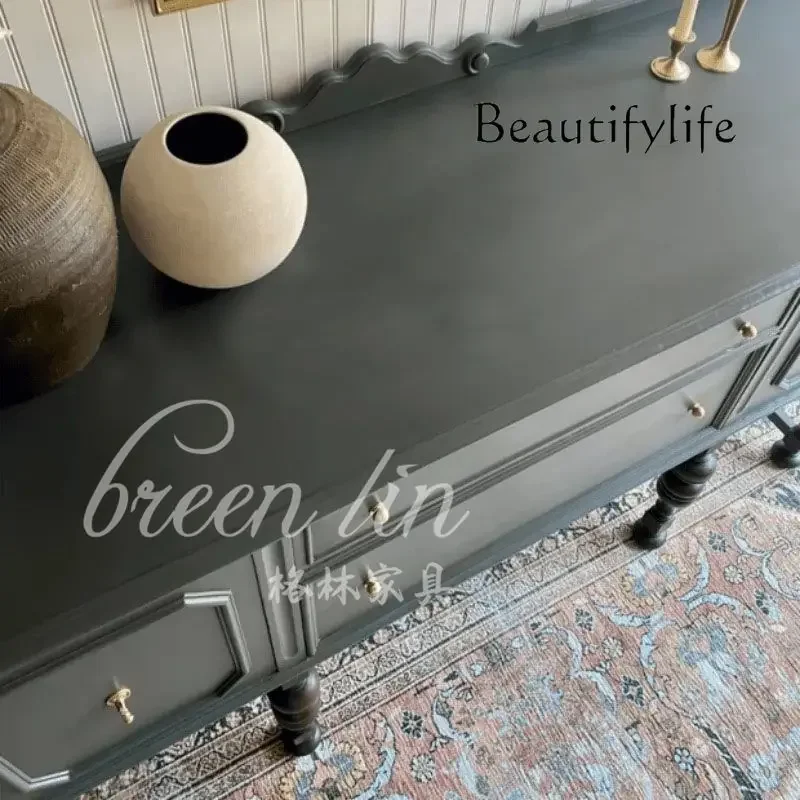 American solid wood porch cabinet/retro living room decorative cabinet/French dining edge partition storage cabinet