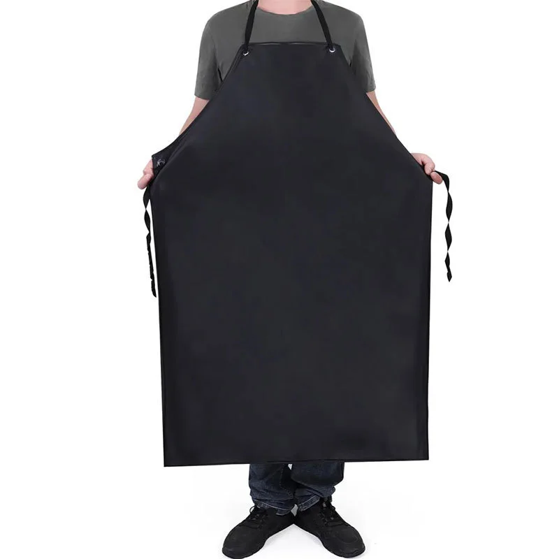 PVC Kitchen Chef Cooking Apron Antifouling Oilproof Waterproof Apron Fishing Thickened Black Pinafore Dishwashing Cleaning Tool