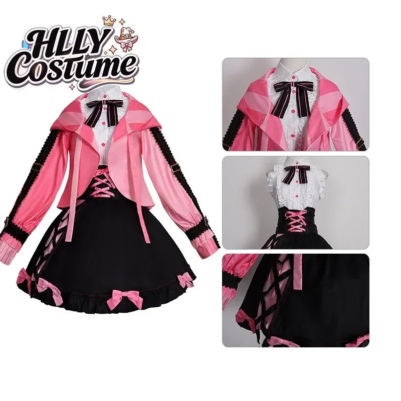 Miku Anime Project Sekai Colorful Stage! Cosplay Costume 2025 New Girl Sweet Pink Coat Skirt Tie Socks Christmas Lolita Uniform