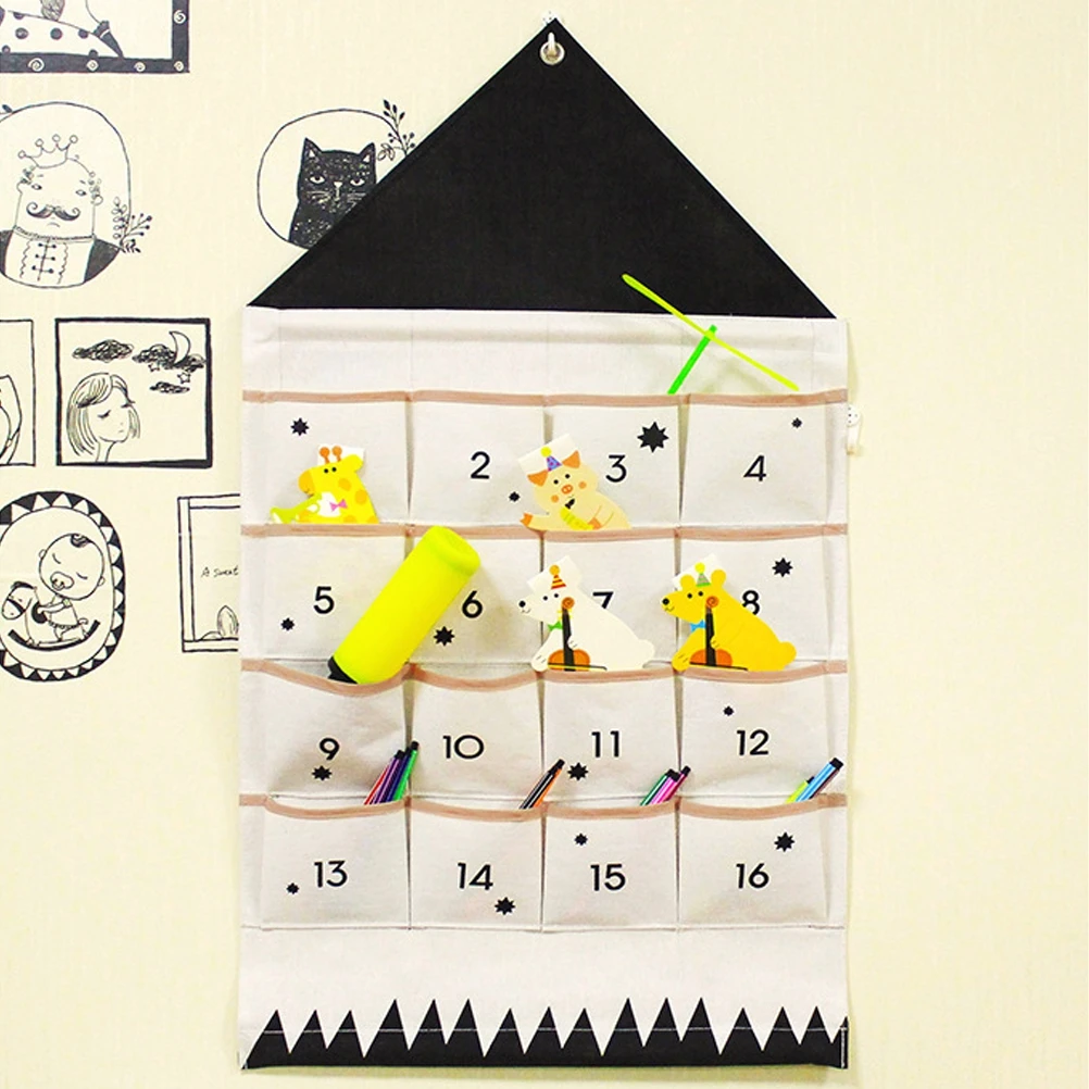 

Multi Wall Hanging Storage Organizer Bag Cotton Cloth Hanging Pocket With Number Tags Large Capacity Door Storage Pocket