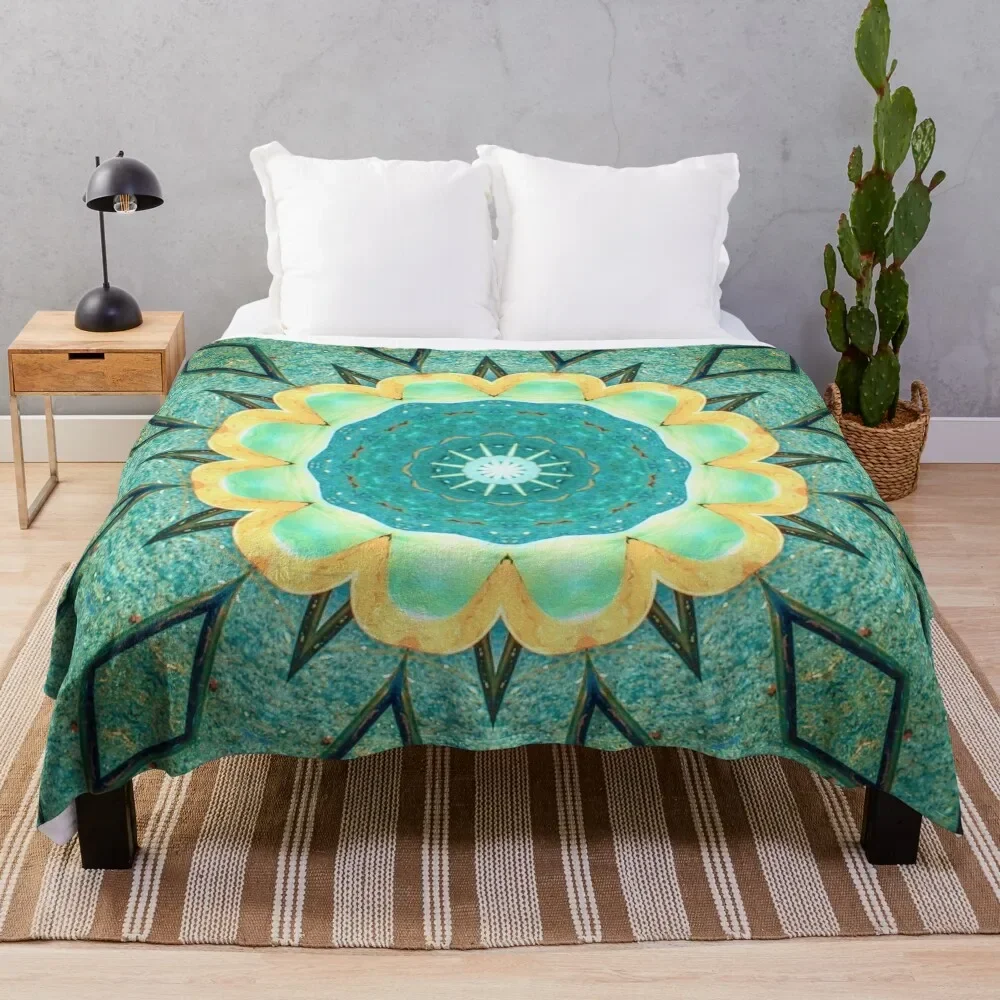 

Geometric, Abstract, Flower Mandala with 12 Petals Throw Blanket Plaid on the sofa Camping Designers Blankets