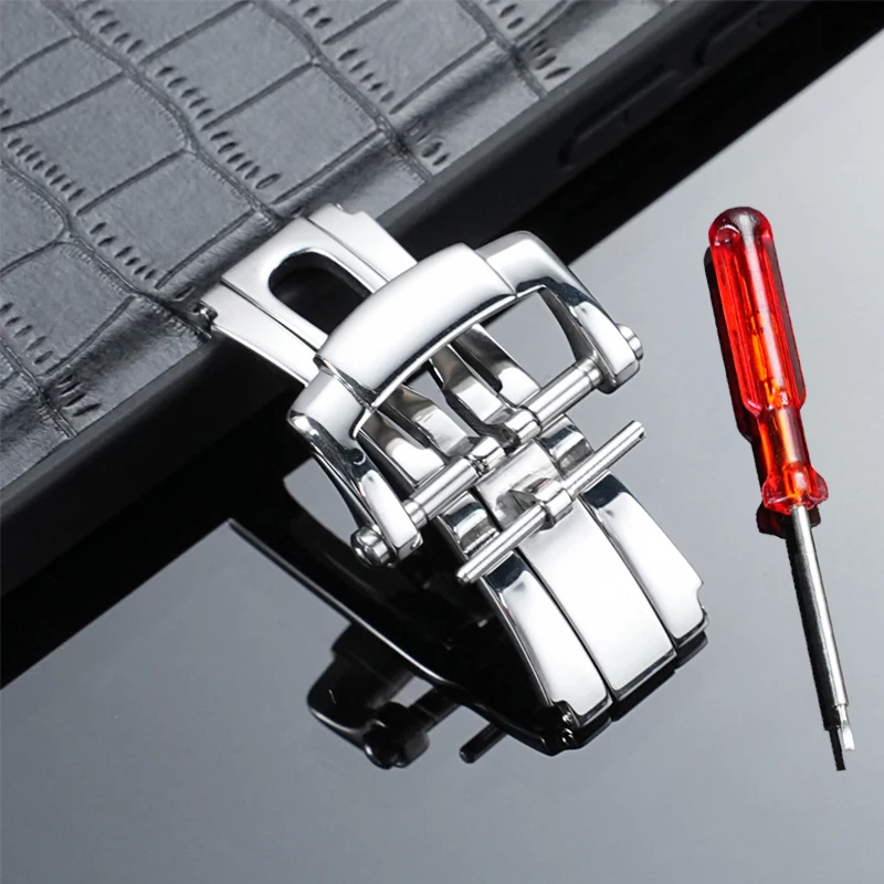 Stainless Steel Watch Buckle Clasp for Patek Philippe Nautilus Deployment Metal Clasp Leather Rubber Watch Band Fold Buckle 18mm