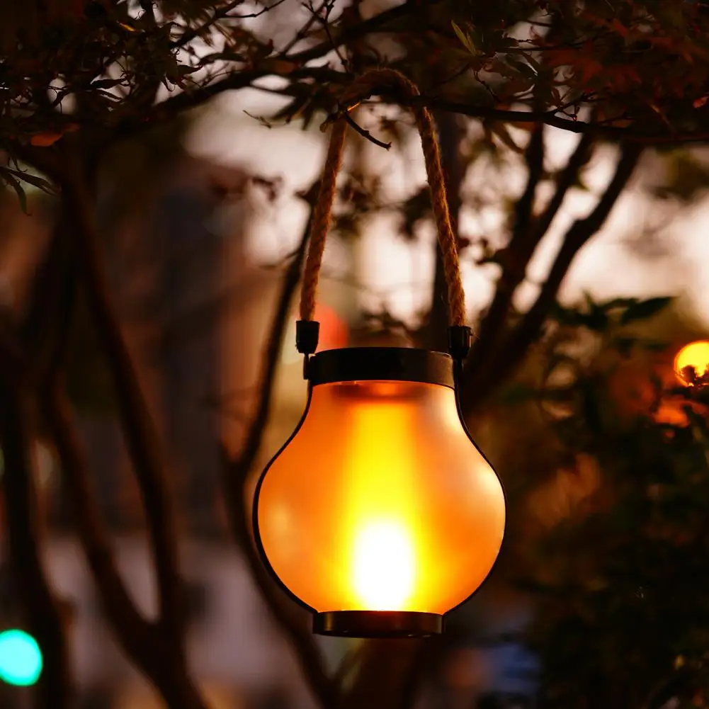 Luce da campeggio ricaricabile USB Luci a fiamma solare IPX4 Impermeabile 800 lumen 1200mAh Lanterna sospesa Luci esterne ﻿