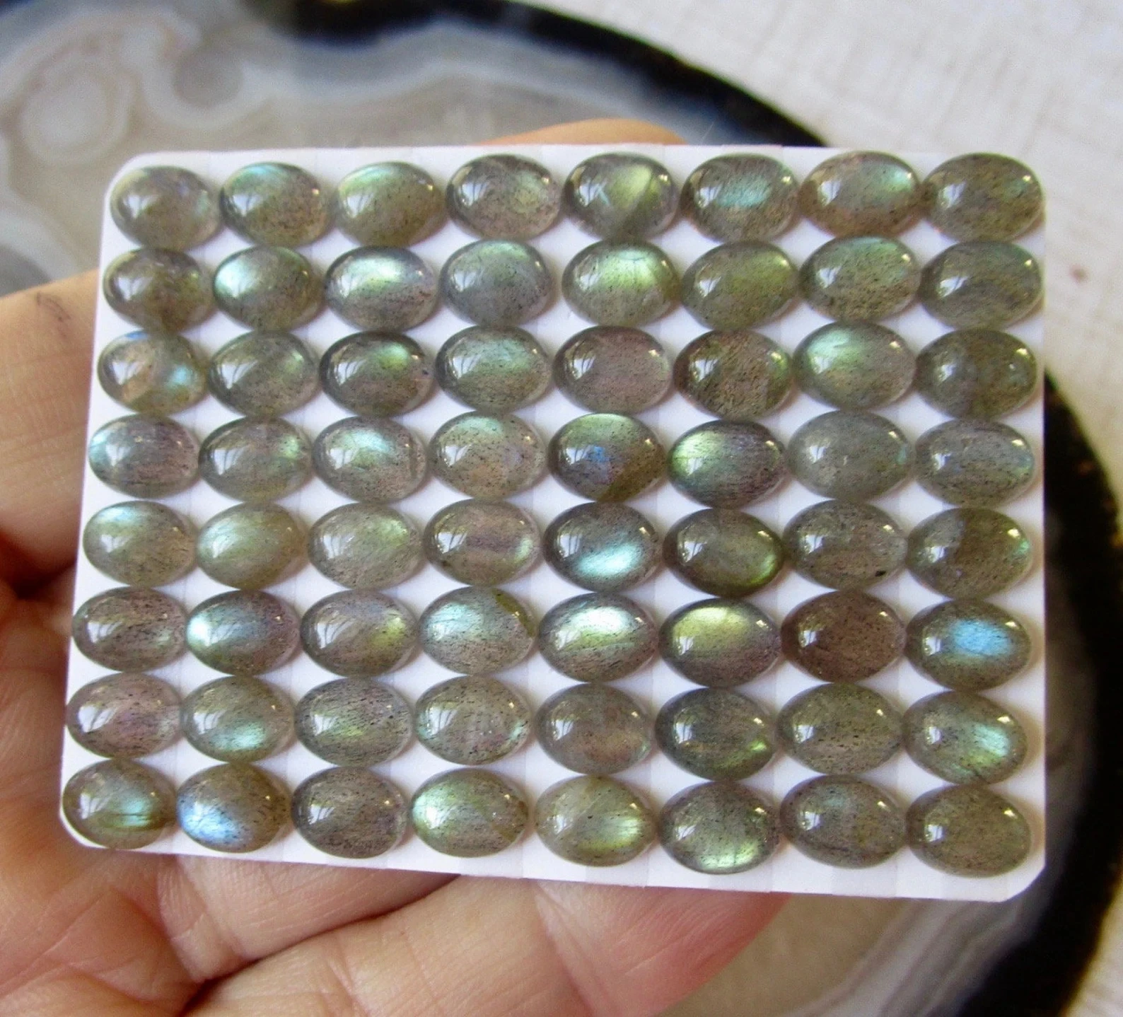 2pcs/pack Firey Labradorite Cabochon Oval 8x10mm,Natural Gemstone Cabochon,Calibrated Loose Gems,DIY Jewelry Making