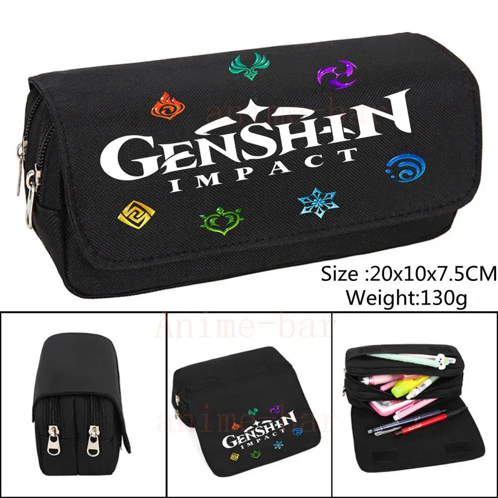 Game Genshin Impact Element Pencil case Student School Supplies Anime Stationery Box High-Capacity Makeup Cosmetic Bag