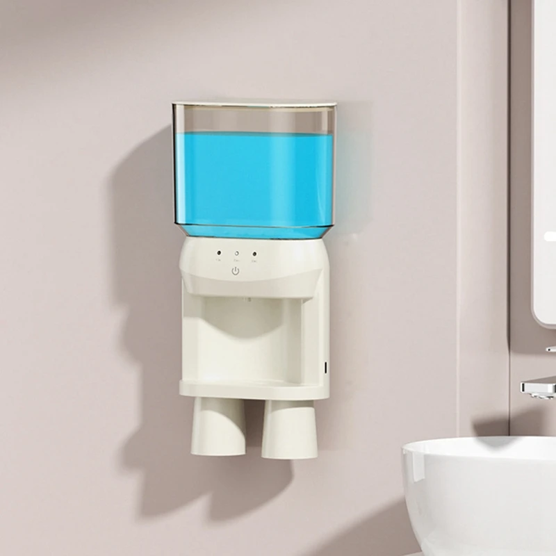 Automatic Mouthwash Dispenser For Bathroom, Adjustable Dispensing Levels, Rechargeable, 2 Magnetic Cups,Wall Mounted