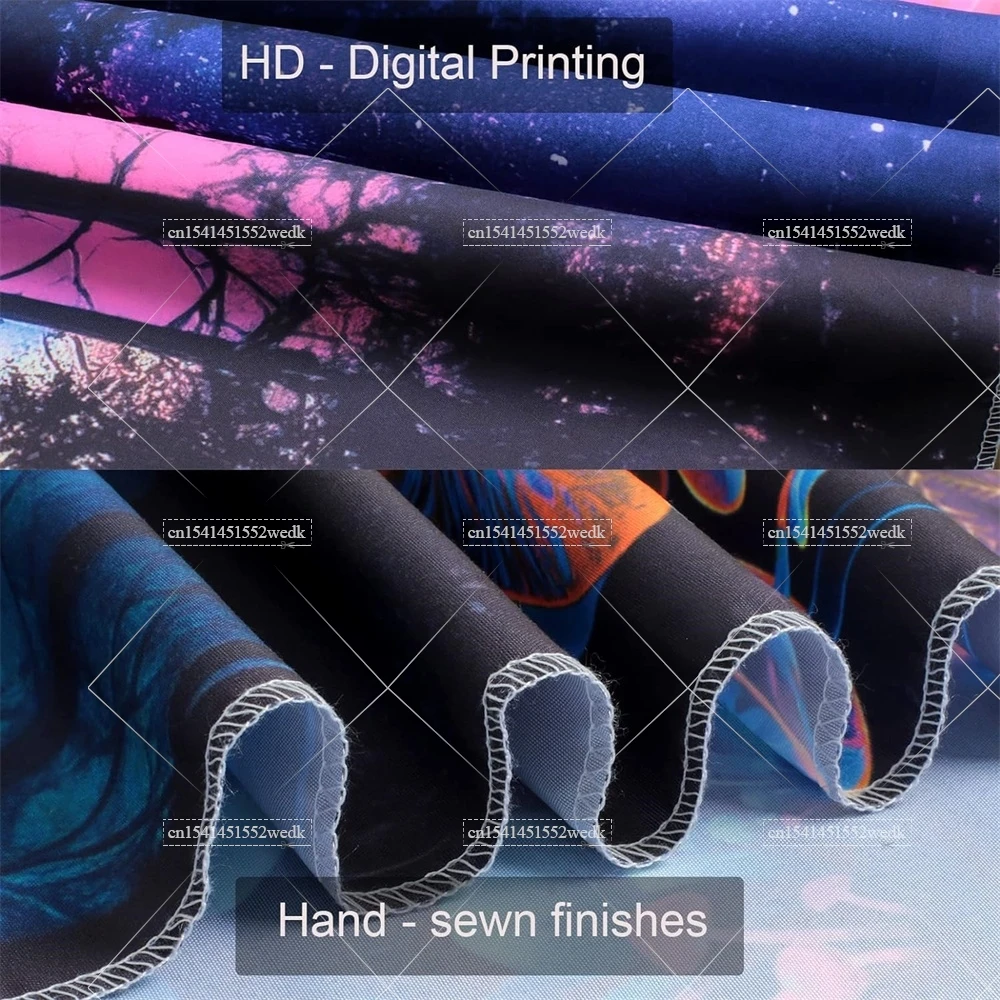 Fungo Foresta Luce Nera Arazzo Reattivo UV Incandescente Pianta Paesaggio Luce Nera Arazzi Estetici Wall Art Neon Fondali