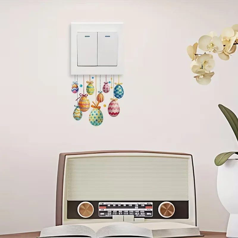 1 piece of Easter decoration light sticker Easter egg pattern self-adhesive decoration sticker waterproof PVC home decoration