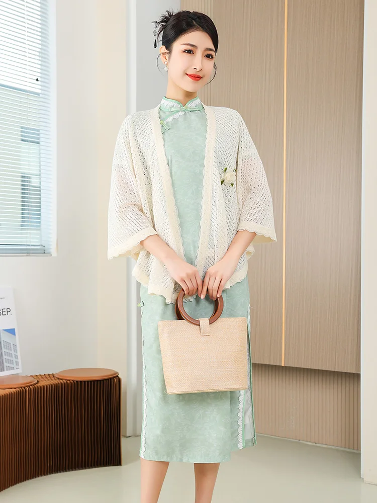 新しい-2026-チャイナドレスニットショール軽量多用途女性のアウターウェア夏薄いスタイル中国文化芸術ファッション