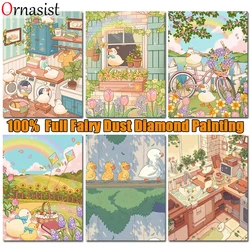 Full Fairy Dust Drill Diamond Painting Cartoon Duck Rhinestones Picture DIY Crystal Diamond Mosaic Embroidery Flower Home Decor