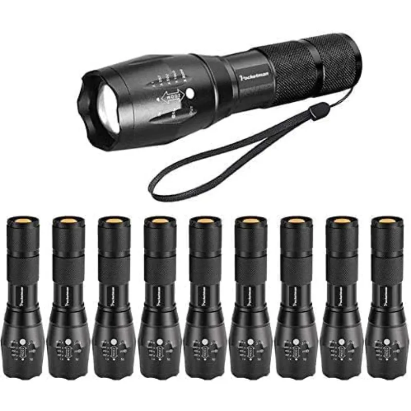 

Pocketman LED Tactical Flashlight Super Bright LED Flashlights Portable Outdoor Water Resistant Torch with 5 Light Modes（10Pack）