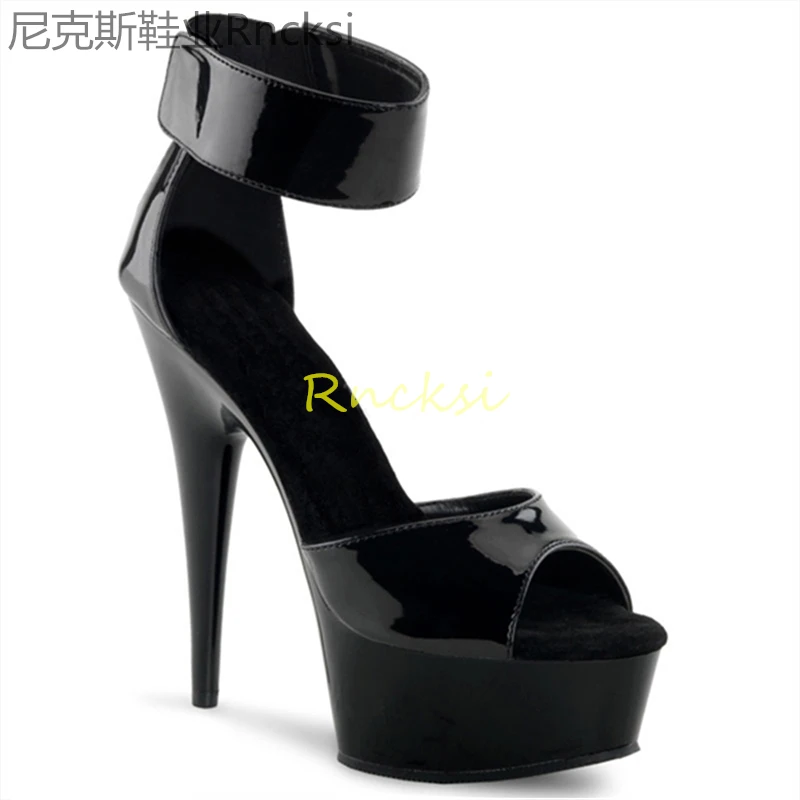 

15cm High-heeled slippers, slim-heeled fishmouth sandals and slippers, women's wearing ankle wristbands, fall fashion and sexy