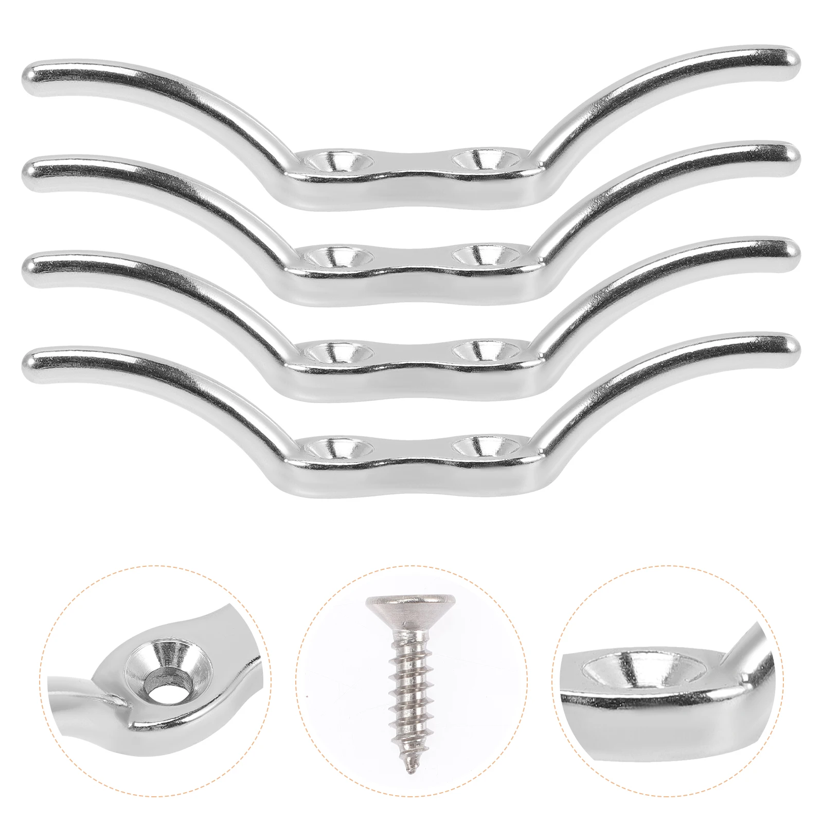

4pcs Stainless Steel Boat Cleat Yacht Dock Accessories Rope Tie Flag Pole Parts Anti Corrosion Bright