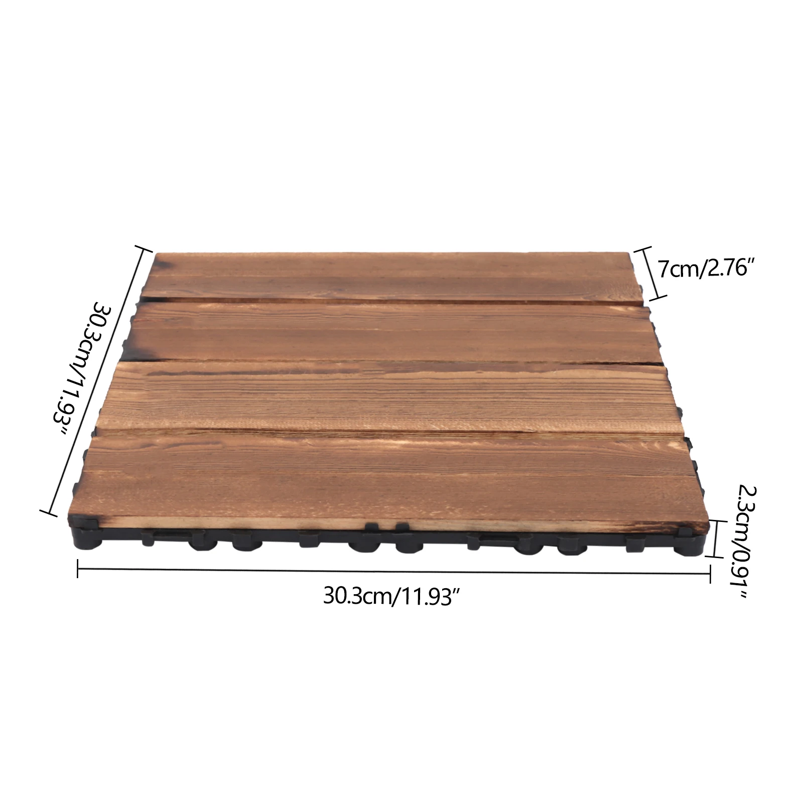 Brown Carpet Floor Tiles Solid Wood PE DIY Splicing Flooring Tile High Temperature Carbonized 36Pcs for Patio Balcony