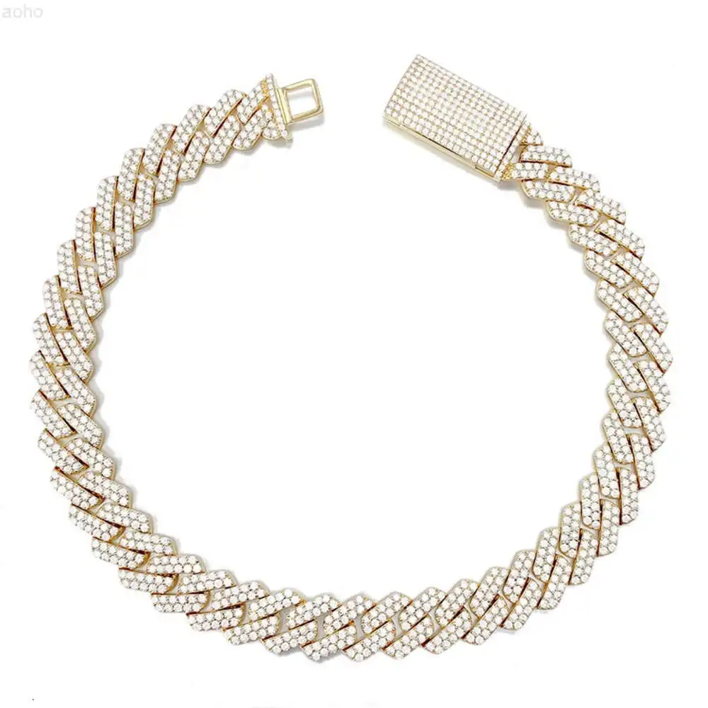 

10k Real Solid Gold Yellow Gold Iced Out Lab Diamonds Hip Hop Moissanite Mens Cuban Chain