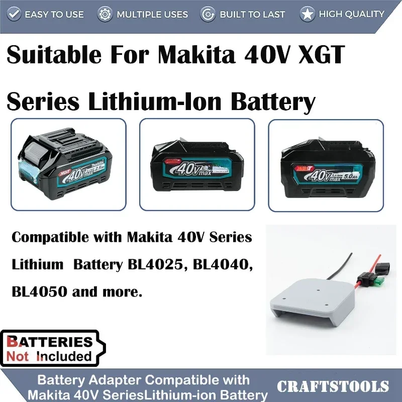 Imagem -02 - Power Wheels Adaptador para Makita Li-ion Bateria Power Mount Connector Faça Você Mesmo Adaptador Dock Holder Ferramenta Elétrica 14awg 40v 2.0ah