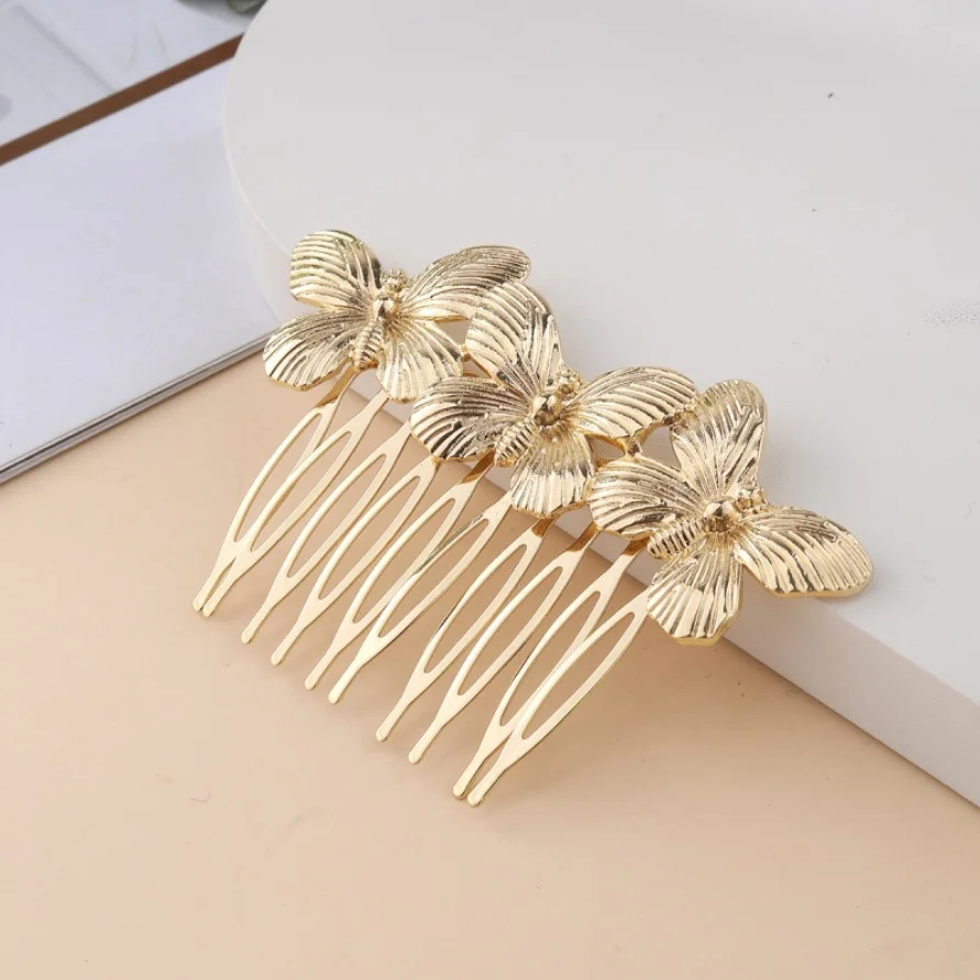 Women Hair Comb Metal Butterfly Bridal Hair Pins Clips Ornaments Fashion Jewelry Wedding Hair Accessories Headdress Wholesale