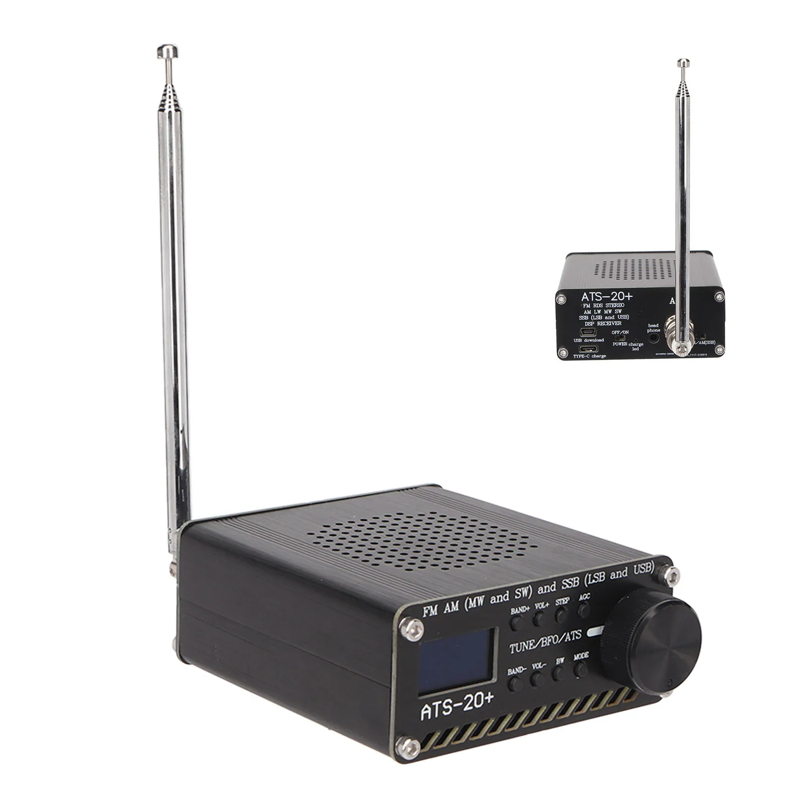 Portable Small World Band Digital Receiver ATS 20+ Radio Receiver Receiver High Sensitivity for Outdoor Camping Home Kitchen