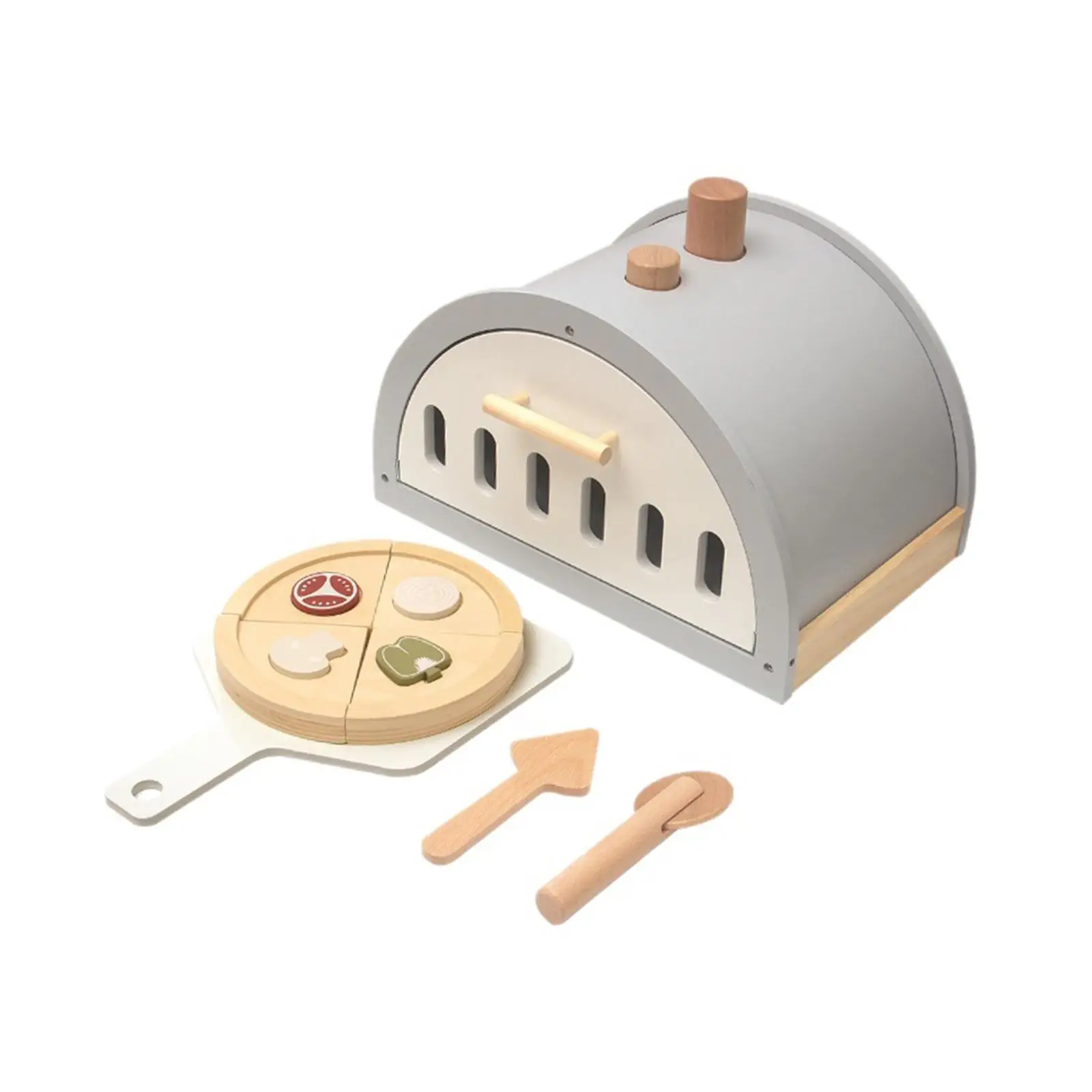 Wooden Pizza Toy Playset Realistic Role Play for Children Boys Girls Kids