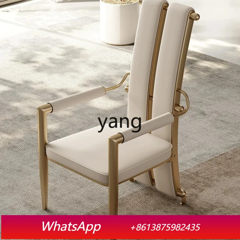 

LTT Dining Table and Chair Home Stool High Backrest Light Luxury Advanced Stainless Steel Simple Model