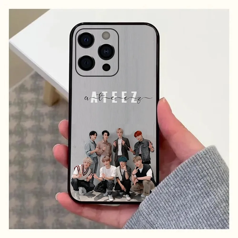Hot A-ATEEZ Kpop Phone Case For Apple iPhone 15,14,13,12,11,Pro,X,XS,Max,XR,Plus,Mini Soft Black Cover