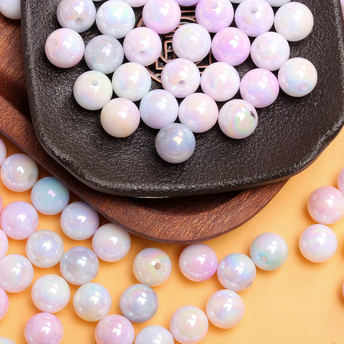 50pcs 8mm/10mm  AB Color Round Beads DIY Earrings Bracelet Jewelry Beaded Material Handmade Accessories