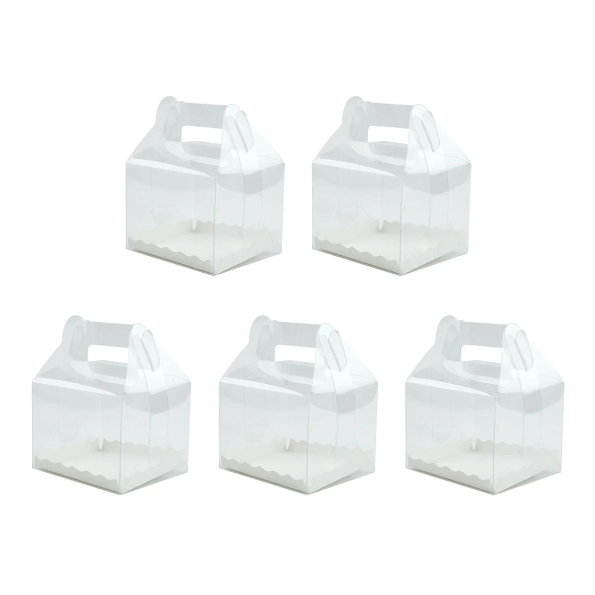 5 Pcs Bottom Bracket Cupcake Transparent Boxes Clear Handle Plastic Handheld Birthday