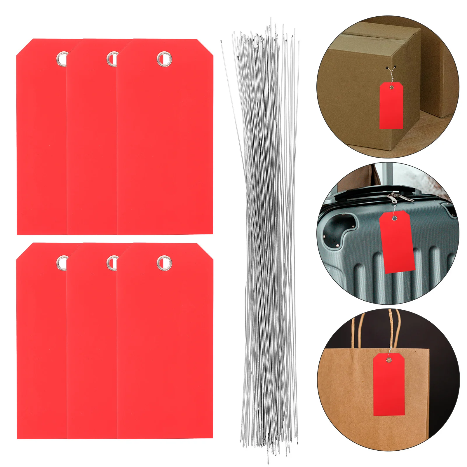 

100Pcs Blank Shipping Tags PVC Sturdy Luggage Tags Writable Wire Packed for Travel Suitcase Backpack Identification Hanging Tag