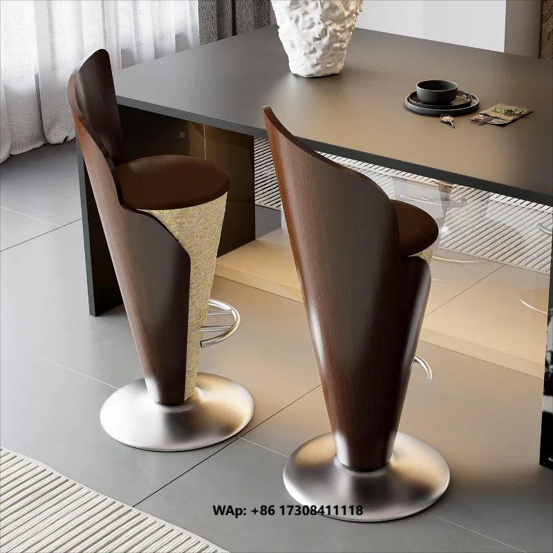 Retro Light Luxury  Bar Chair with Metal Frame Customizable High Stool for Home & Restaurant Use bar Stool Dining Chair