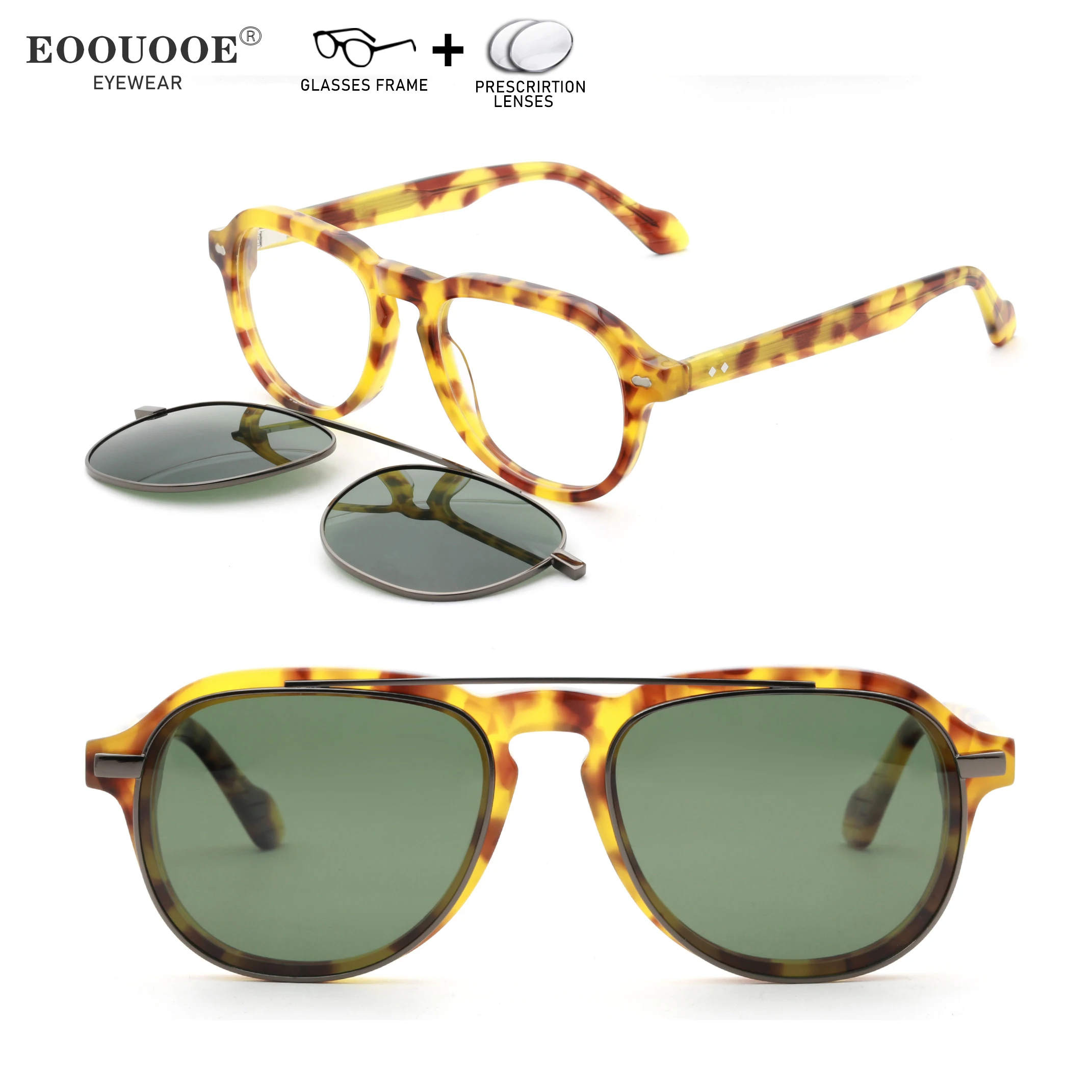 

Men Sunglasses Magnet Polarized Clip Wtih Myopia Hyperopia Prescription Recipe Lenses Progressive Optical Eyewear