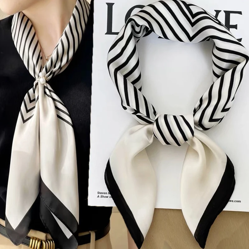 

Fashion Scarves for Women Shawl Print Silk Satin Hijab Scarf Female Bandana 70X70cm Luxury Brand Square Shawls Scarfs For Ladies