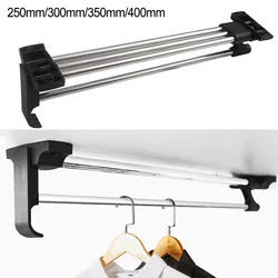 1pcs Retractable Top Mount Wardrobe Rail Clothes Hanger Stainless Steel Iron Towel Coat Racks Closet Rod 250/300mm 350mm 400mm