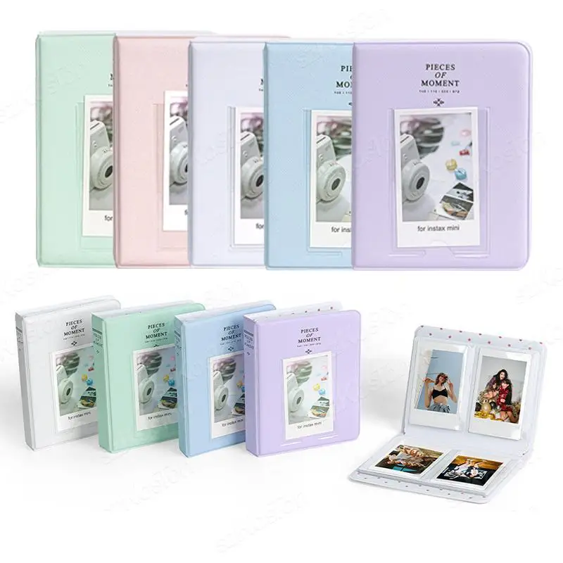 

64 Sheets Portable 3 inch Photo Album for Fujifilm Instax Mini 12/11/9 for Collection Green Pink Ticket Card Collection Book