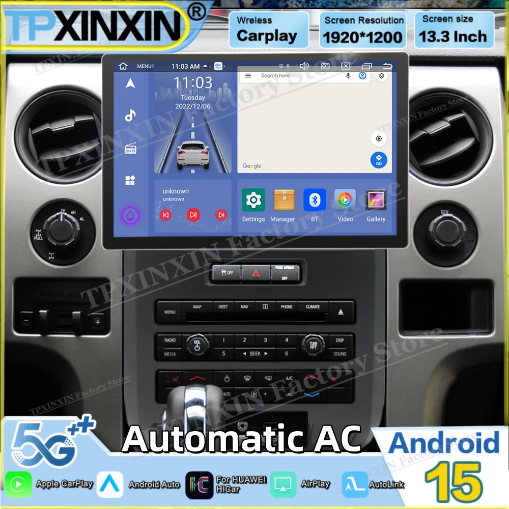 13.3' 2K HD Screen Car Radio For Ford F-150 Raptor 2008~2014 Auto AC Android GPS Navigation Multimedia Stereo Receiver Head Unit