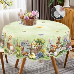 1 Piece Easter Square Tablecloth, 5 Sizes Available, Easter Bunny Egg Basket Printed Tablecloth, Edge Embossing Process, Spring Garden Tablecloth Decoration, Tablecloth for Daily Home Kitchen, Terrace, Easter Decorative Tablecloth