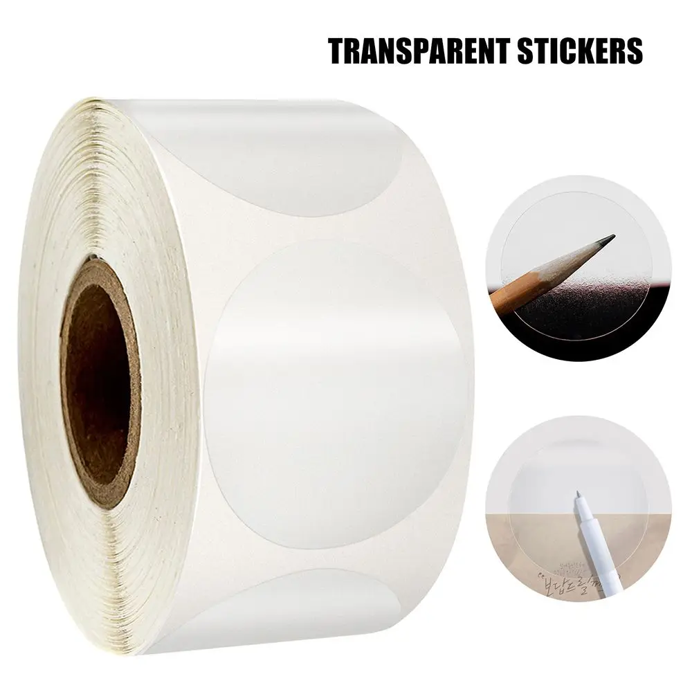 500Pcs/Roll Round Labels Circle PVC Transparent Scrapbooking Labels Seal Sticker DIY Self-Adhesive Gift Package Sticker