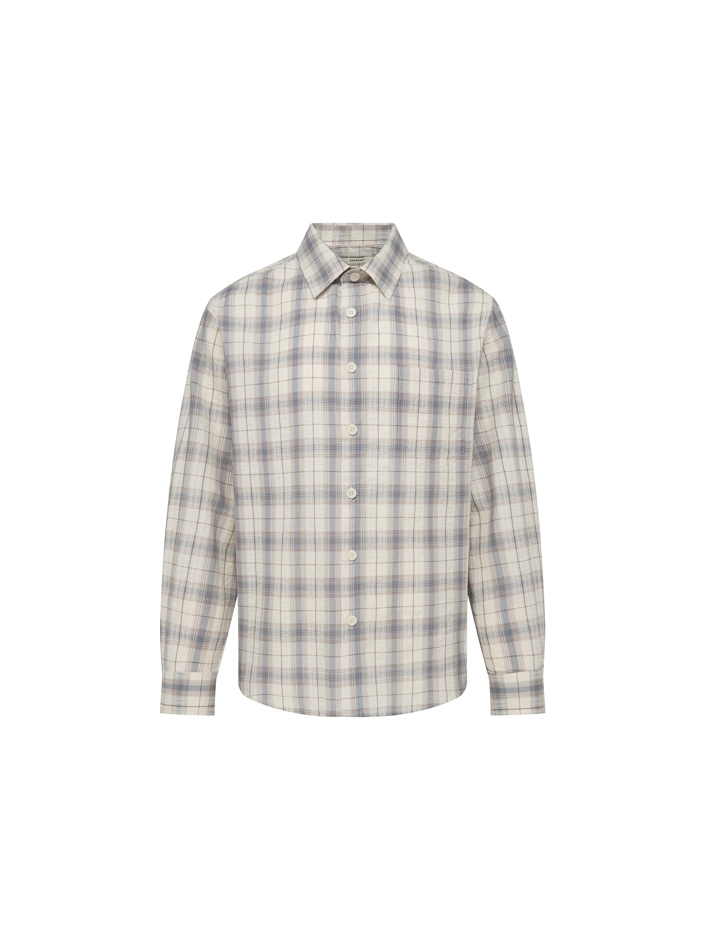 

Ретро-рубашка в клетку с эффектом пузырьков, мужская повседневная весенняя рубашка свободного кроя для пар, с отложным воротником, цветными блоками, из хлопка, с длинным рукавом