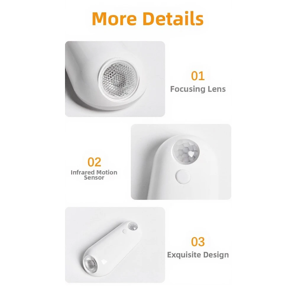 Human Body Induction Lamp Motion Sensor Night Light For Midnight Toilet Visits 4 Meter Detection Range 90 Seconds Auto Off