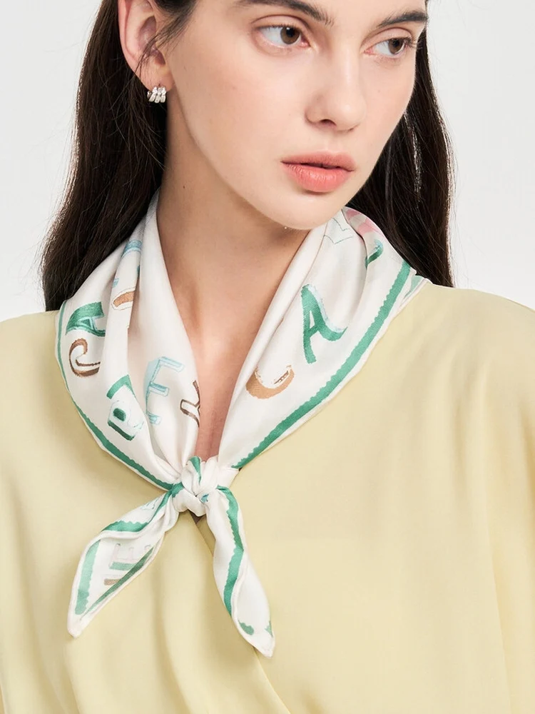 

Ele Повседневный универсальный удобный летний корейский шелковый шарф без рукавов с буквенным узором, который делает вашу кожу, белый