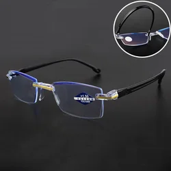 Gafas de lectura ultraligeras sin montura para hombre y mujer, anteojos de lectura para ordenador, antirrayos azules, de negocios, lector de presbicia, 1,5