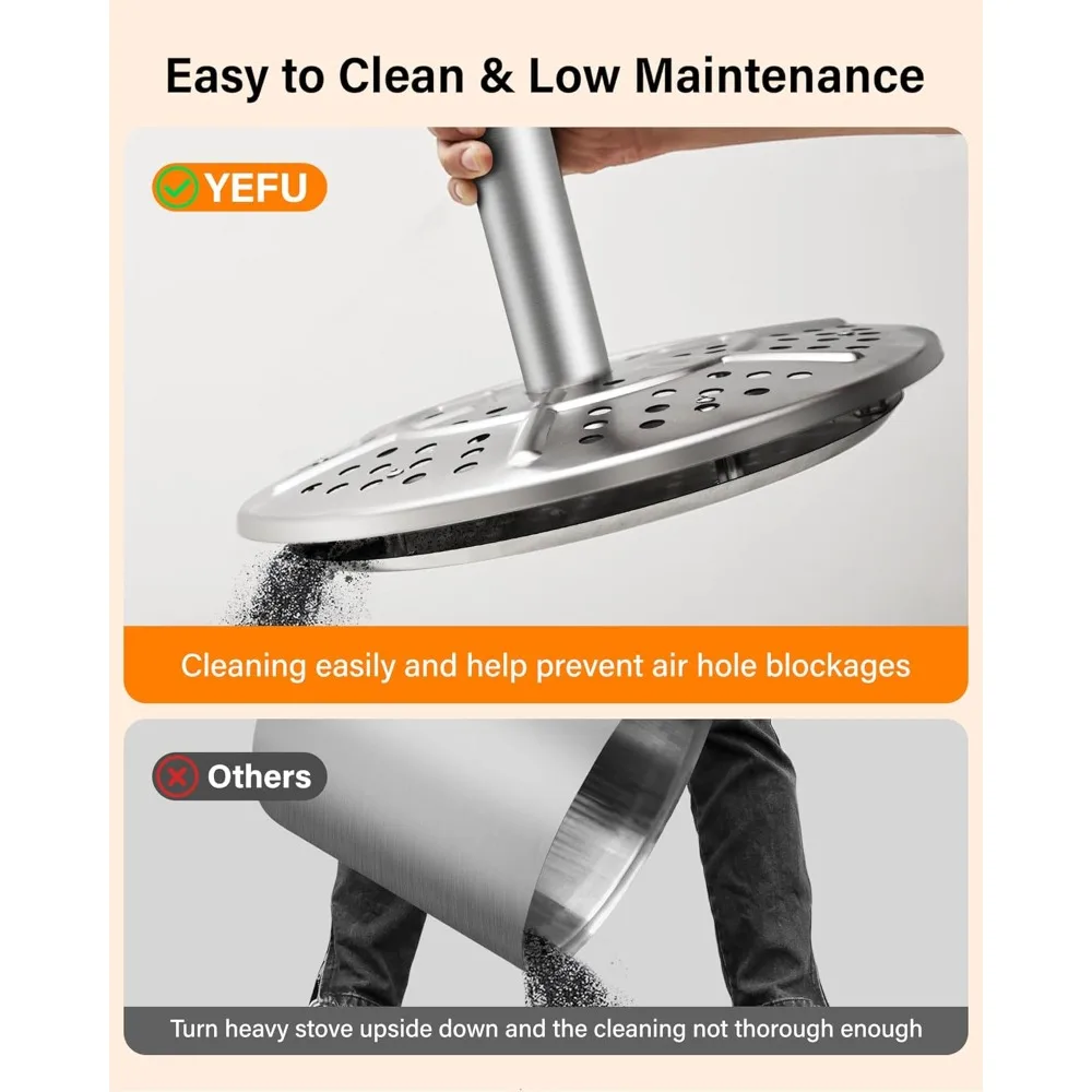 حفرة نار خارجية بدون دخاني - 304 ستانلس ستيل، 27 بوصة، مقلاة رماد قابلة للإزالة، فضي، مناسبة للاستخدام في الفناء الخلفي