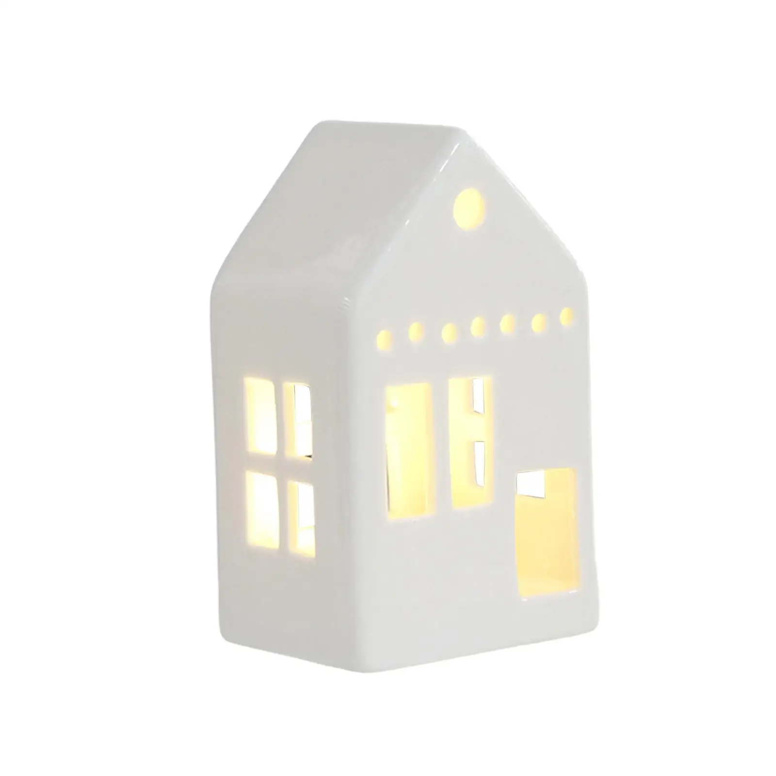 Ceramic House with LED Desktop LED Night Lamp for Hallway Bedroom Bathroom