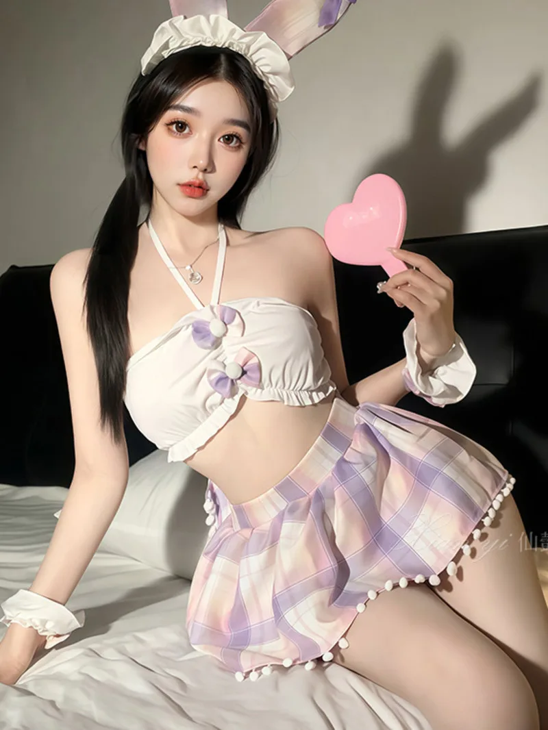 ชุดคอสเพลย์สาวกระต่ายเซ็กซี่ SM ชุดกระโปรงน่ารัก สไตล์ Pure Desire ชุดกระโปรงเปิดไหล่ผูกโบว์ JK สไตล์หวานซึ้ง 442J