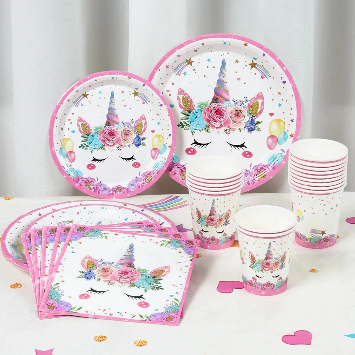 Unicorn Themed Disposable Tableware Unicorn Birthday Decor Paper Plates Unicorn Birthday Party Supplies Kids Girl Baby Shower