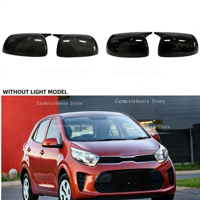 Car Rearview Side Mirror Cover Wing Cap Fit For Kia Picanto 2012-2025  Sticker Exterior Door Case Trim Carbon Fiber
