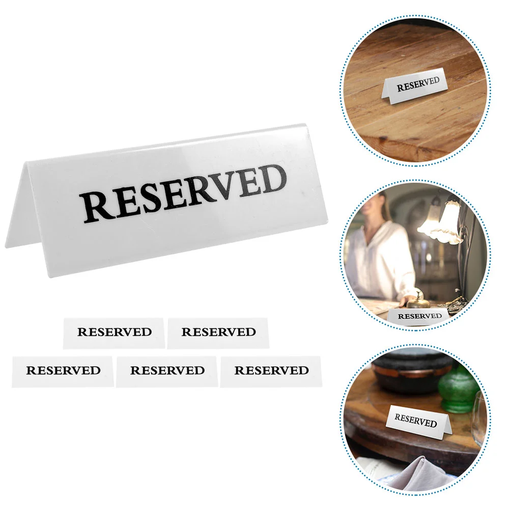 6 Pcs Reservation Acrylic Inverted Triangle Hotel Restaurant Table Setting Reminder Sign Signs Reserved for Events