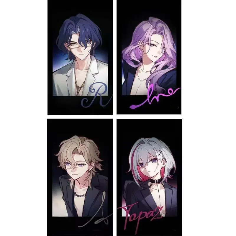 Cute 4Pcs/Set Anime Laser Card Aventurine Kakavasha Topaz Dr. Ratio Jade Cosplay Rounded Corners LOMO Card Gift