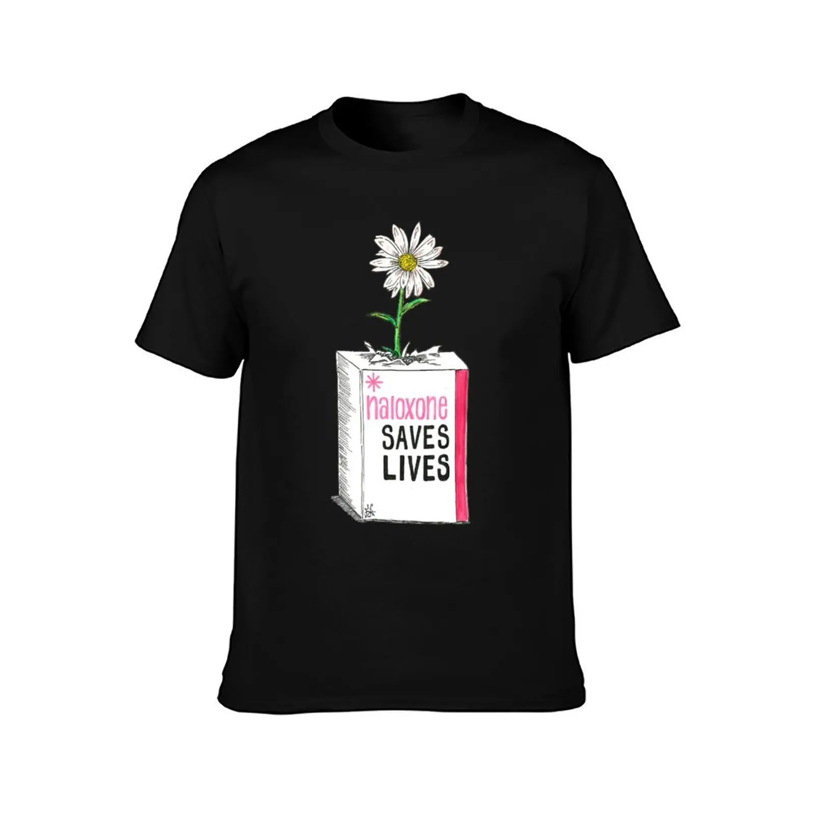 Narcan/Naloxone Box - Overdose Awareness T-Shirt Summer Casual Cotton Tee Oversized Streetwear Tops Vintage Graphic Print