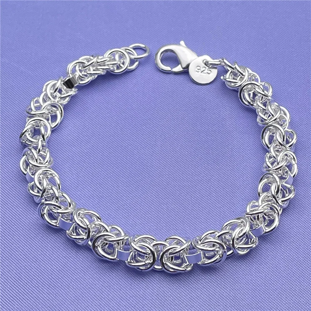 20CM 925 Sterling Silver Chain Bracelet For Men Women'S Circle Lock Wedding Gift Engagement And Party Trinket Fashion Jewelry