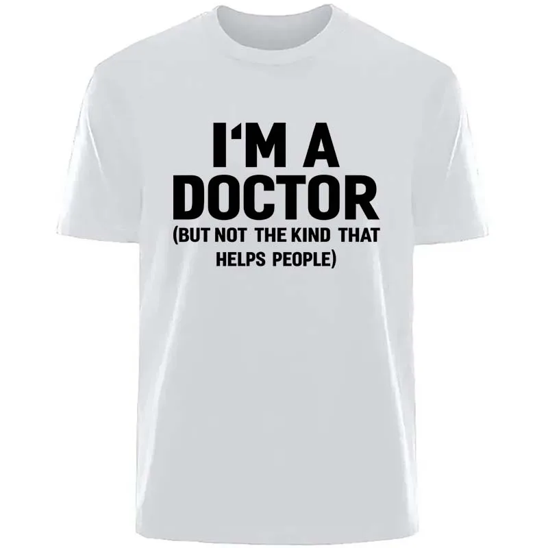 I'm A Doctor T-Shirts mit Buchstabenaufdruck für Herren, Sommer, lässige Mode, minimalistische High-Street-Tops, Rundhalsausschnitt, kurze Ärmel, Baumwoll-T-Shirts – Detail 3